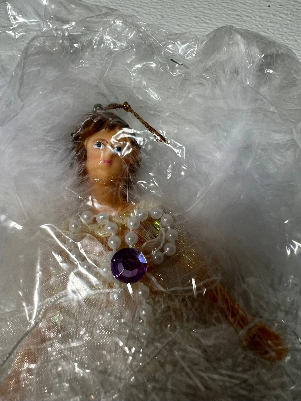 White Feathers Angel Ornaments with Purple Rhinestone February NEW Set 3
